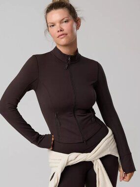 OFFLINE By Aerie The Hugger Full Zip Jacket in Deep Earth NEW